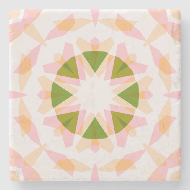 Sugar Pink Spring Green Star Dopamine Decor Art Stone Coaster (Front)