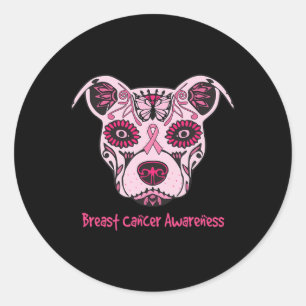 Sugar Pitbull Dog Breast Cancer Awareness Day Of T Classic Round Sticker