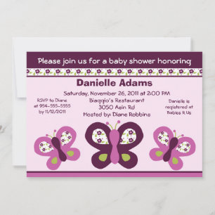 Sugar Plum Butterflies #2 Baby Shower Invitations