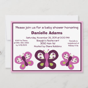 Sugar Plum Butterflies Baby Shower Invitations