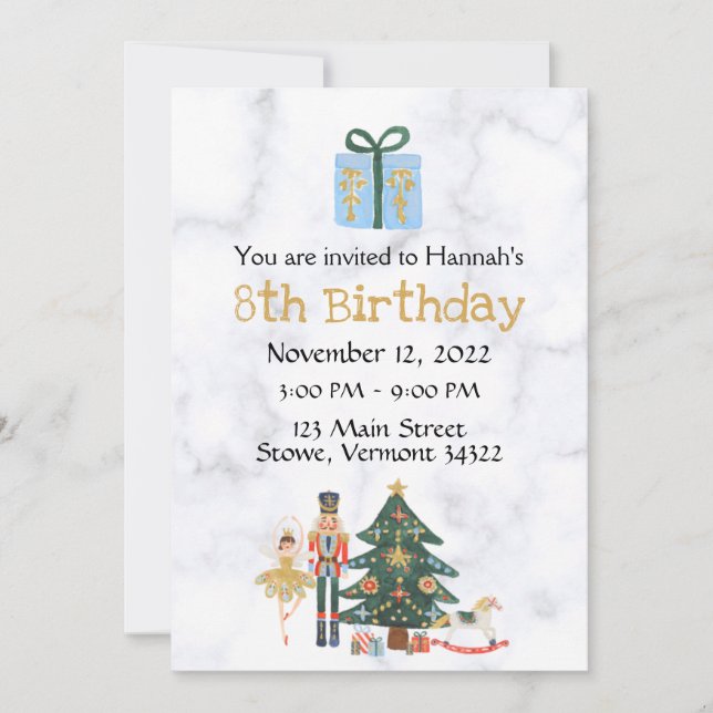 Sugar Plum Custom Nutcracker Birthday Invitation (Front)
