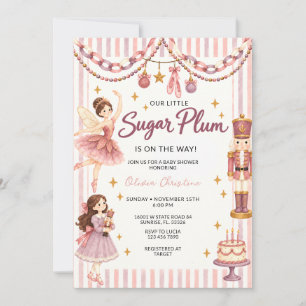 Sugar Plum Dusty Rose Nutcracker Baby Shower  Invitation