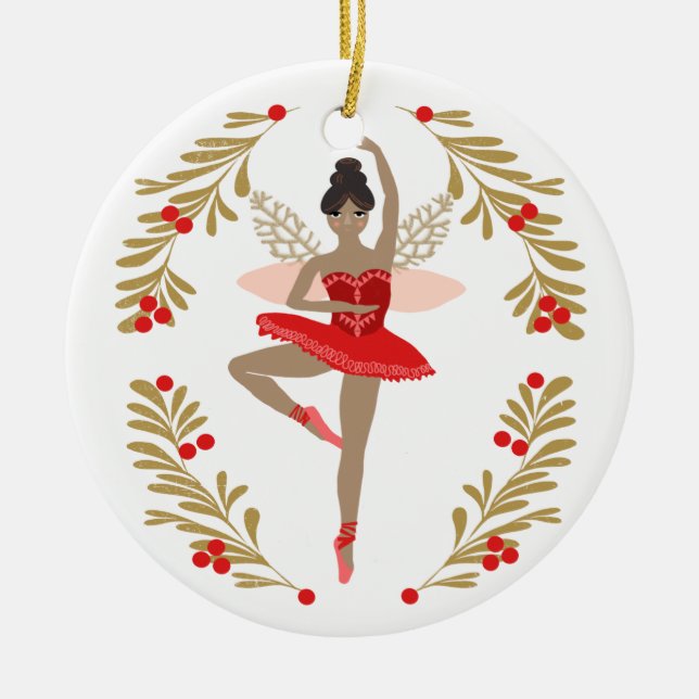 Sugar Plum Fairy from the Nutcracker Ceramic Tree Decoration (Front)