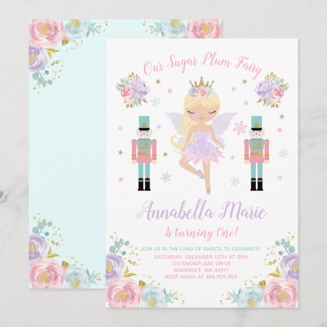 Sugar Plum Fairy Invitation Nutcracker Invitation (Front/Back)
