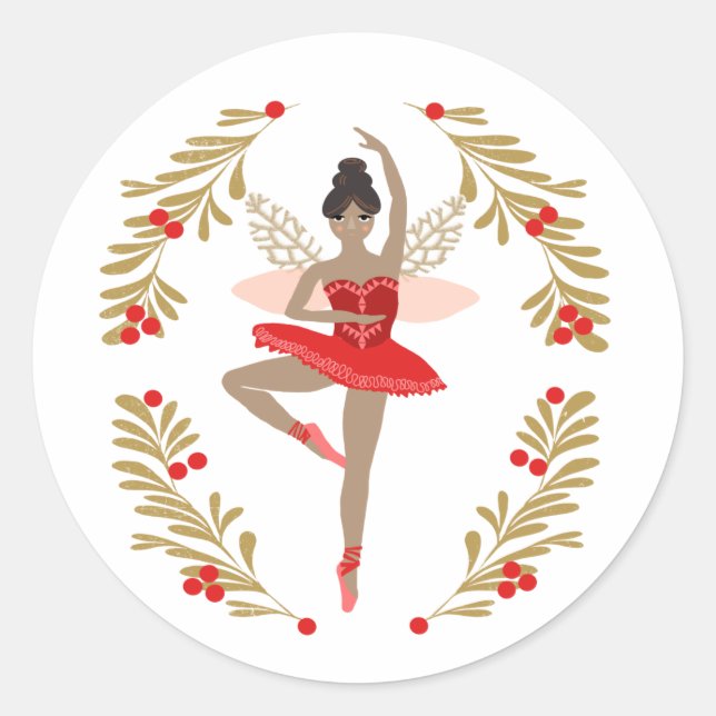 Sugar Plum Fairy - Nutcracker Christmas Classic Round Sticker (Front)