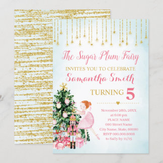 Sugar Plum Fairy Nutcracker glitter winter Invitation
