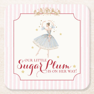 Sugar Plum Fairy Nutcracker Winter Baby Shower  Square Paper Coaster