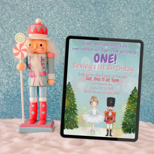 Sugar Plum is One, Nutcracker 1st birthday Invitation (Creator Uploaded)