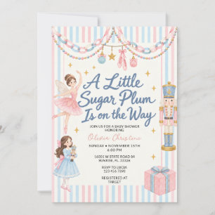 Sugar Plum Pink Blue Nutcracker Baby Shower  Invitation
