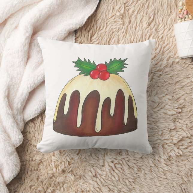 Sugar Plum Pudding British Christmas Holiday Cushion (Blanket)