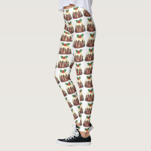 Sugar Plum Pudding Christmas Holiday British Food Leggings