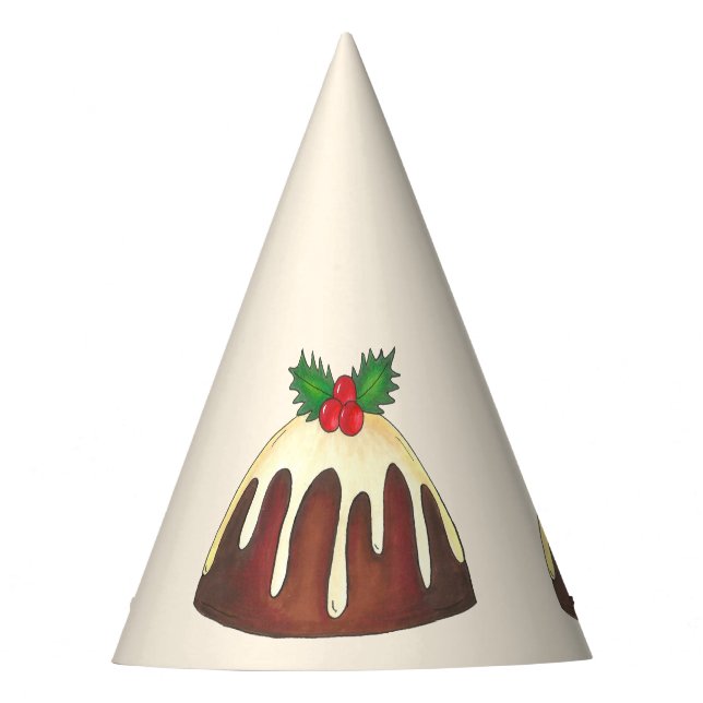 Sugar Plum Pudding Christmas Holiday Holly Leaf Party Hat (Front)