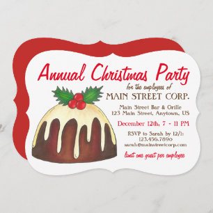 Sugar Plum Pudding Christmas Holiday Party Invitation