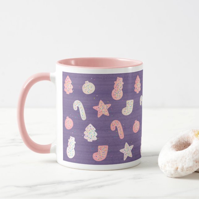 Sugar Plum Purple Christmas Cookies Mug (With Donut)