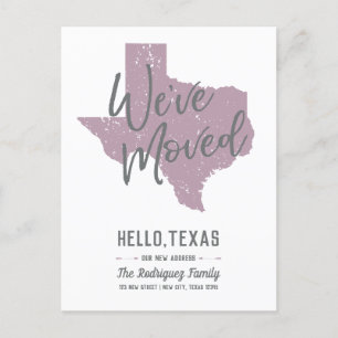 Sugar Plum Purple We've Moved - Texas Announcement Postcard