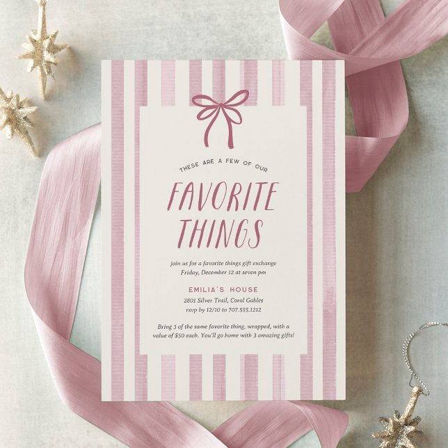 Sugar Plum Stripe Holiday Favorite Things Party Invitation (Creator Uploaded)