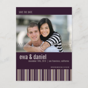 Sugar Plum Stripes :: Save the Date Photo Postcard