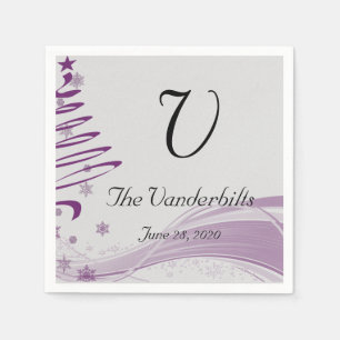 Sugar Plum Tree and Snowflake in Purple Napkins