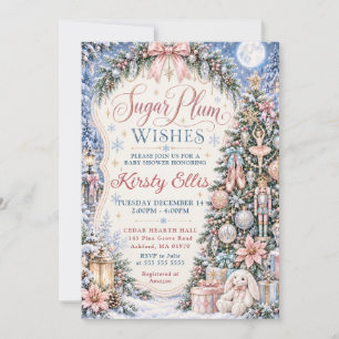 Sugar Plum Wishes Baby Shower Invitation