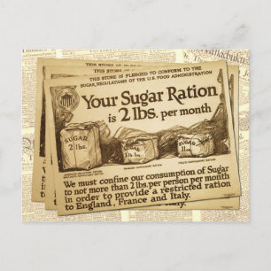 Sugar Ration, WWI Poster Postcard