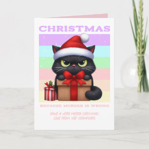 Sugar Rush Sleigh Funny Cat Retro Christmas Photo Holiday Card