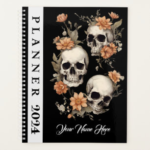  Sugar Sculls Black Planner 2026 Floral Bloom 