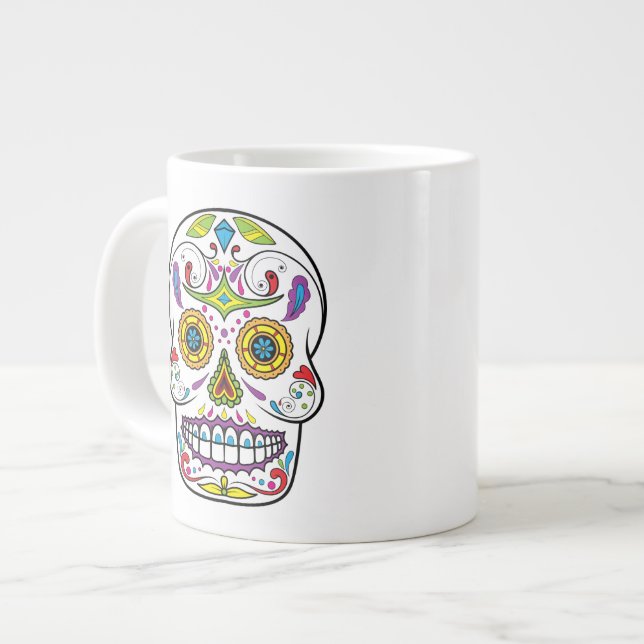 Sugar Skull 1 Large Coffee Mug (Front Left)