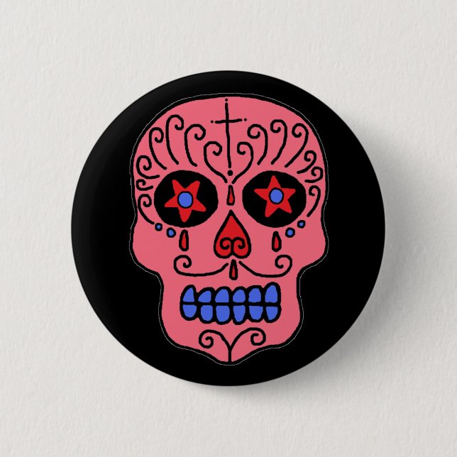 Sugar Skull 6 Cm Round Badge (Front)