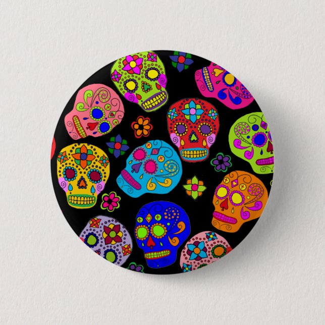 Sugar Skull 6 Cm Round Badge (Front)