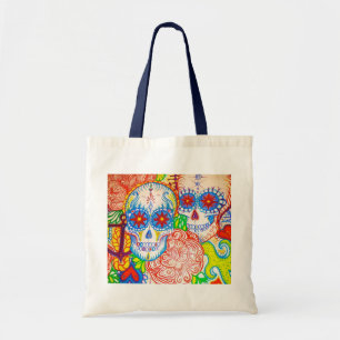 sugar skull & anchor sea tote bag tattoo style