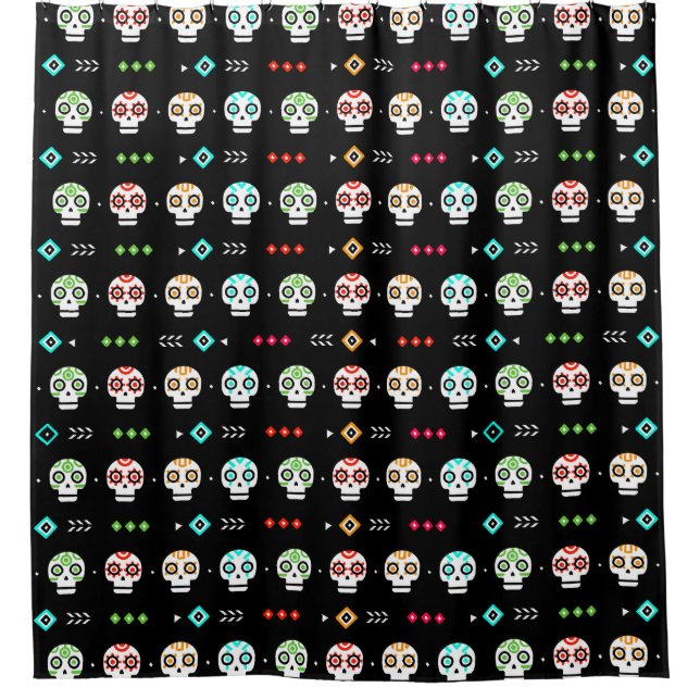 Sugar Skull and Arrows Shower Curtain (Front)