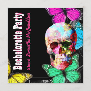 Sugar skull and butterflies bachelorette party invitation