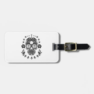 Sugar Skull and Cross with Fleur De Lis Luggage Tag