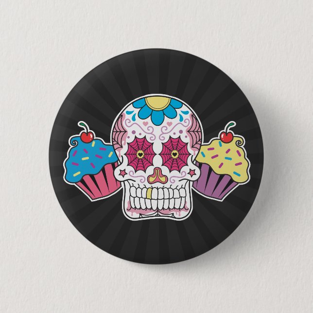 Sugar Skull and Cupcakes 6 Cm Round Badge (Front)