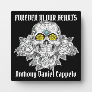 Sugar Skull and Roses Memorial Plaque