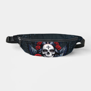 Sugar Skull Angel with Roses. Bum Bags