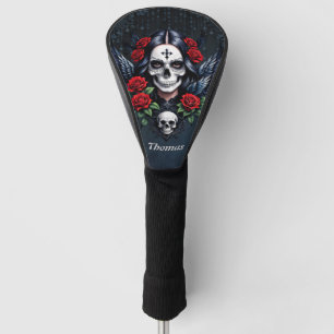 Sugar Skull Angel with Roses.  Golf Head Cover