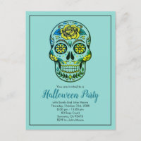 Sugar Skull Aqua Blue Halloween Party