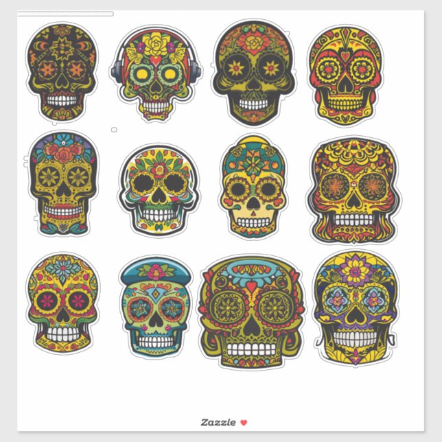 Sugar Skull Art 12 Piece Muertos  Pack  (Sheet)