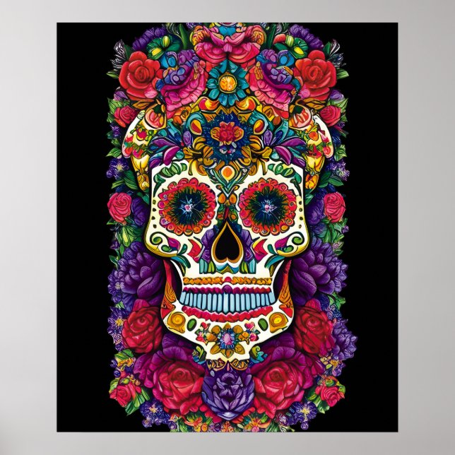 Sugar Skull Art - A Colourful Tribute Poster (Front)