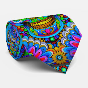 Sugar Skull Art -  A Spectrum of Spirits Tie