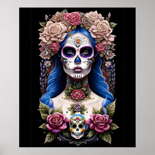 Sugar Skull Art - Blossoming Beauty Poster