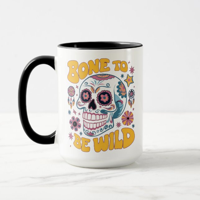 Sugar Skull Art - Bone to be Wild Mug (Left)
