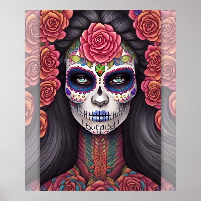 Sugar Skull Art -  Captivating Skull Makeup Poster (Front)