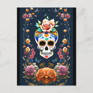 Sugar Skull Art - Celebrate Life Postcard