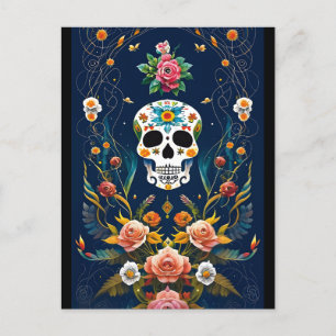 Sugar Skull Art -  Celebrate Tradition Postcard