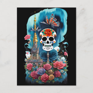 Sugar Skull Art - Colourful Altar Postcard