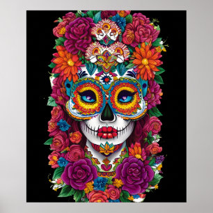 Sugar Skull Art -  Colourful Dia de los Muertos Poster