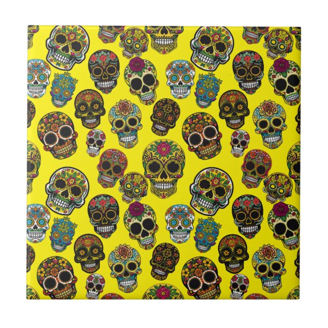 Sugar Skull Art Colourful Pattern Tile (Front)
