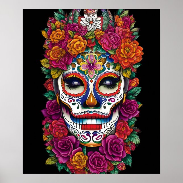Sugar Skull Art - Colourful Traditions of Mexico Poster (Front)
